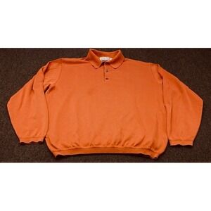 St. Croix Knits Long Sleeve Polo Mens M Orange Mondo Uomo Cotton Blend Made USA